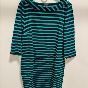Striped Navy and Green Dress